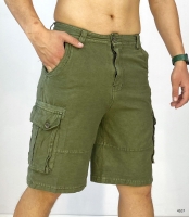 Мужские удлиненные шорты с крупными карманами хб хаки V107