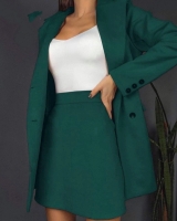 Костюм пиджак и юбка спандекс под замшу зеленый RX