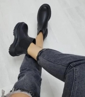 Ботинки челси утеплённые 7009-8 чёрные LSHI