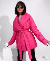 Болоневая куртка на запах яр-розовая ZI