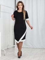 Платье Size plus классика черное с белыми линиями UM06