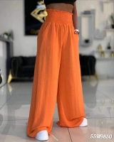 Широкие брюки Сингапур пояс резинка оранжевые M450