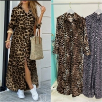 Платье рубашечного типа коричневый леопард EX761