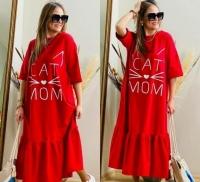 Стильное длинное платье CAT MOM красное WB