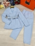 Костюм классика пиджак с ремнем и брюки голубой BEK