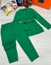 Костюм классика пиджак с ремнем и брюки зеленый BEK