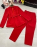 Костюм классика пиджак с ремнем и брюки красный BEK