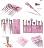 Pink Набор профессиональных кистей для макияжа в косметичке, 10 шт