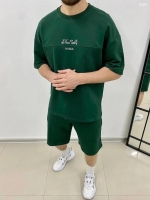Мужской костюм шорты и футболка с надписью зеленый V107