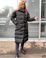 Болоневое пальто с крупными карманами черное ZI