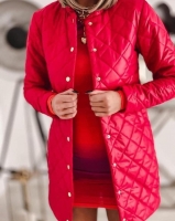 Удлиненная стеганая куртка красная A116