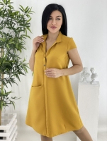 Платье барби с карманом желтое RH122