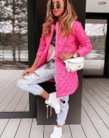 Стеганая куртка с кармашками яр-розовая H109