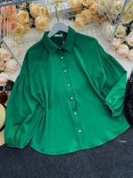 Рубашка лайт манжет резинка зеленая M116