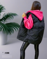 Комбинированная куртка #099 Чёрный с ярко-розовым DIM
