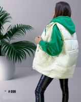 Комбинированная куртка #099 молочный с зеленым DIM