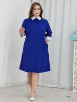 Платье классика SIZE PLUS синее с белым воротничком RH06 11.23