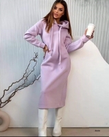 Туника-платье утепленное с капюшоном сирень M98