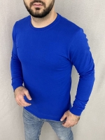Мужская толстовка без капюшона с начесом ярко-синяя 10.23 V107