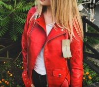 Куртка экокожа с кармашком и ремнем red ZI T124 Новая цена