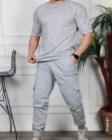 Мужской костюм брюки с карманами на бедре Светло-серый VD107